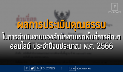 ผลการประเมินคุณธรรม ในการดำเนินงานของสำนักงานเขตพื้นที่การศึกษาออนไลน์ ประจำปีงบประมาณ พ.ศ. 2566