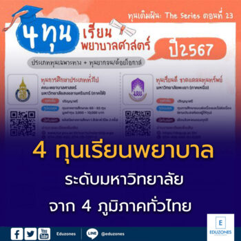 4 ทุนการศึกษา คณะ/สาขาวิชา “พยาบาลศาสตร์”  ระดับมหาวิทยาลัย จาก 4 ภูมิภาคทั่วไทย