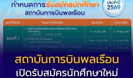 สถาบันการบินพลเรือน เปิดรับสมัครนักศึกษาใหม่ ประจำปีการศึกษา 2569