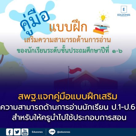 สพฐ. เผยแพร่เอกสารทางวิชาการ “คู่มือและแบบฝึกเสริมความสามารถด้านการอ่านของนักเรียน ชั้นประถมศึกษาปีที่ 1–6”