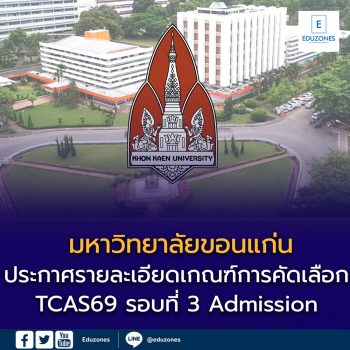 รายละเอียดเกณฑ์การคัดเลือก TCAS69 รอบที่ 3 Admission มหาวิทยาลัยขอนแก่น