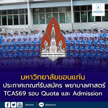 คณะพยาบาลศาสตร์ มหาวิทยาลัยขอนแก่น ประกาศเกณฑ์รับสมัคร TCAS69 รอบ Quota และ Admission