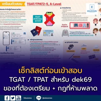 เช็กลิสต์ก่อนเข้าสอบ TGAT / TPAT TCAS69 สำหรับdek69 และ เด็กซิ่ว