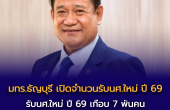 มทร.ธัญบุรี เปิดจำนวนรับนศ.ใหม่ ปี 69 เกือบ 7 พันคน รอการอนุมัติหลักสูตรใหม่ 6 หลักสูตร หากผ่านฉลุยรับเพิ่มอีก 5%