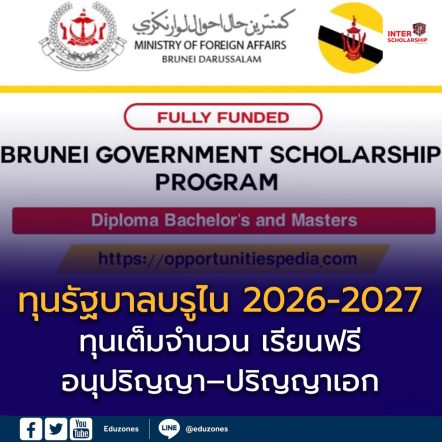 เปิดรับสมัคร “ทุนรัฐบาลบรูไนดารุสซาลาม 2026–2027”