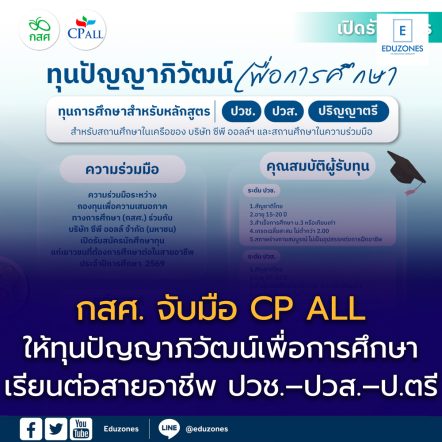 กสศ. จับมือ CP ALL เปิดรับสมัคร “ทุนปัญญาภิวัฒน์เพื่อการศึกษา” ปีการศึกษา 2569