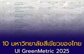 10 อันดับ “มหาวิทยาลัยสีเขียว” ของประเทศไทย ปี 2568 (2025) จากการจัดอันดับ UI GreenMetric World University Rankings