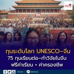 เปิดรับแล้ว! ทุนระดับโลก UNESCO–จีน ปี 2026–2027