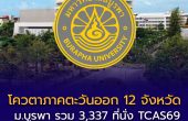 โควตาภาคตะวันออก 12 จังหวัด ม.บูรพา รวม 3,337 ที่นั่ง TCAS69