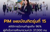 PIM เผยบัณฑิตรุ่นที่ 15 จำนวน 3,876 คน สถิติการมีงานทำสูงถึง 96% ผู้สำเร็จการศึกษารวมกว่า 37,000 คน